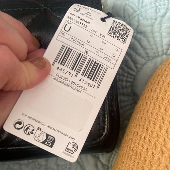 MANGO Quilted bag with chain handle in black NWT - Picture 6 of 7